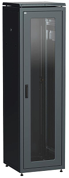 Шкаф сетевой 19дюйм LINEA N 38U 600х800мм стеклянная передняя дверь задняя металлическая черн. ITK LN05-38U68-GM