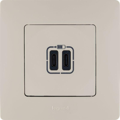 Устройство зарядное Etika с 2-мя USB разъемами C и C 240В/5В 3000мА сл. кость IEK 672335