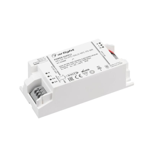Блок питания ARJ-SP-53-PFC-DALI2-NFC-PD-WR 53Вт 3-44В 0.5-1.4А IP20 пластик Arlight 044888