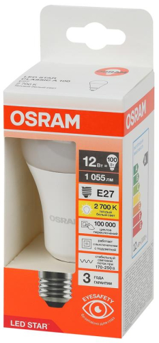 Лампа светодиодная LED Star 12Вт грушевидная 2700К E27 1055лм (замена 100Вт) OSRAM 4058075695290