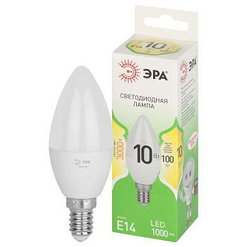 Лампа светодиодная GREEN LINE B35-10W-830-E14 GL 10Вт свеча 3000К свет тепл. E14 Эра Б0067108