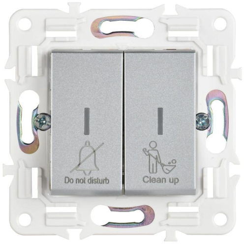 Выключатель 2-кл. SKANDY 10А SK-V16S для отелей с индикацией серебр. IEK SK-V20-2-10-K23