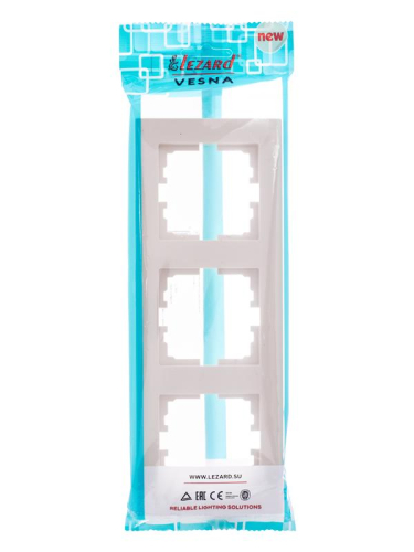 Рамка 3-местн. вертик. VESNA кремов. LEZARD 742-0300-153