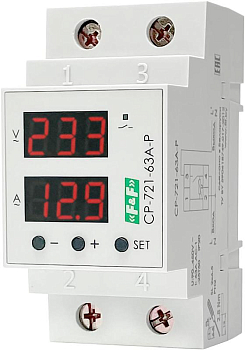 Реле напряжения с контролем тока и мощности CP-721-63A-P 1ф 1НО 63А 90..450В TrueRMS. F&F EA04.009.027