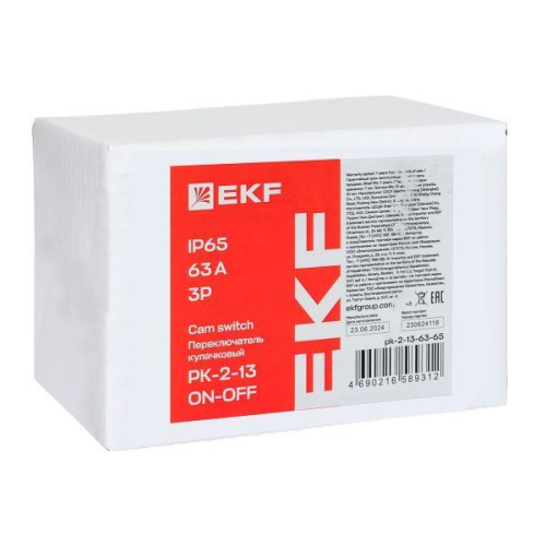 Переключатель кулачковый ПК-2-13 3п 63А "ВКЛ-ВЫКЛ" IP65 EKF pk-2-13-63-65