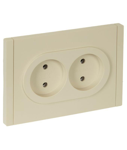 Розетка 2-м СП FORTE&PIANO FP426 10А без заземл. без защ. шторок безвинт. крепл. ваниль IEK FP-R20-10-1-K10