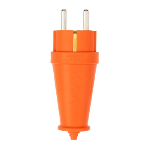 Вилка прямая влагозащ. 16А IP44 с заземл. COMPACT каучук оранж. Rexant 111-202