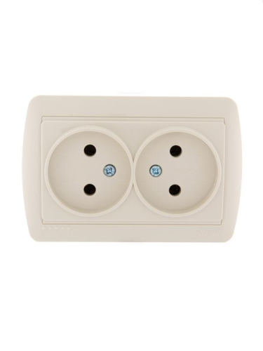 Розетка 2-м ОП Demet 16А IP20 без заземл. закрыт. корпус керамика крем. LEZARD 711-0300-128