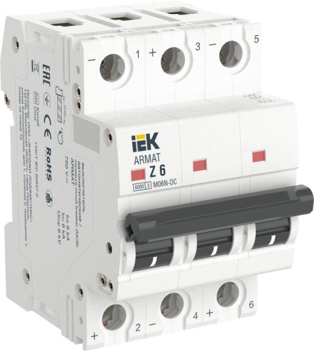 Выключатель автоматический модульный 3п Z 5А M06N-DC ARMAT IEK AR-M06N-3-Z005DC