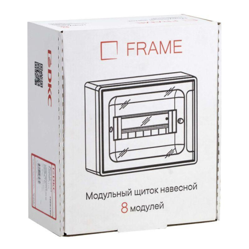Щиток 8 мод. настенный FRAME с тонированной дверцей с 2 шинами PEN на 6 и 8 отв. бел. DKC F08W1WD