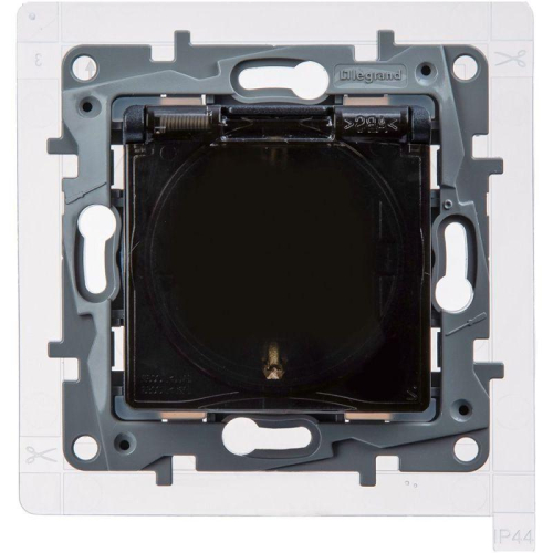 Розетка 1-м СП Etika 16А IP44 250В с заземл. со шторками с защ. крышкой безвинтов. зажимы антрацит IEK 672626