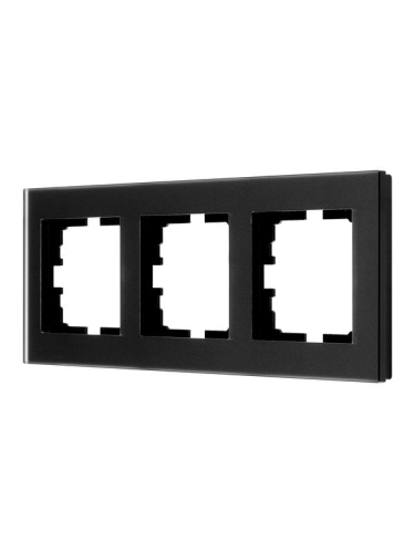 Рамка 3-местн. гориз. VESNA стекло черн. матов. LEZARD 742-5980-148