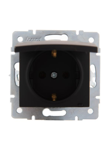 Розетка 1-м СП Karina с заземл. с крышкой керамика механизм черн. бархат LEZARD 707-4288-123
