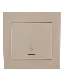 Переключатель проходной 1-кл. СП Rain с подсветкой крем. LEZARD 703-0303-114