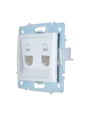 Розетка компьютерная 2-м СП ASTI IP20 RJ45 механизм жемчуж./бел. перламутр. LEZARD 7081-3088-141