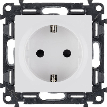 Механизм розетки 1-м СП Valena Life 16А IP20 250В 2P+E защ. шторки винт. клеммы с лицев. панелью бел. Leg 753424