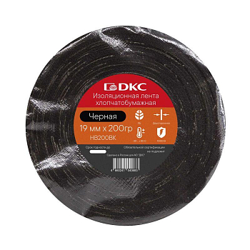 Лента изоляционная ХБ 20мм (200гр) двухсторон. в рулоне черн. DKC HB200BK