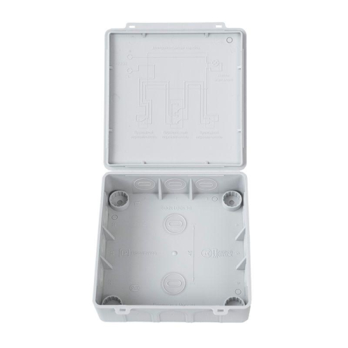 Коробка распределительная ОП 100х100х30 (HF) для прям. монтажа двухкомп. безгалоген. (уп.48шт) Промрукав 60-0302