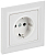 Розетка BRITE РСР14-1-0-БрАБ 16А в сборе с заземл. защ. шторки арктич. бел. IEK BR-R14-16-K91-F