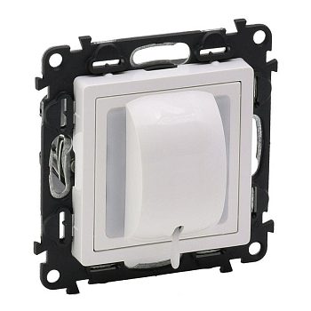 Выключатель кнопочный Valena Life 6А 250В с лицев. панелью со шнуром безвинтов. зажимы механизм бел. Leg 752124