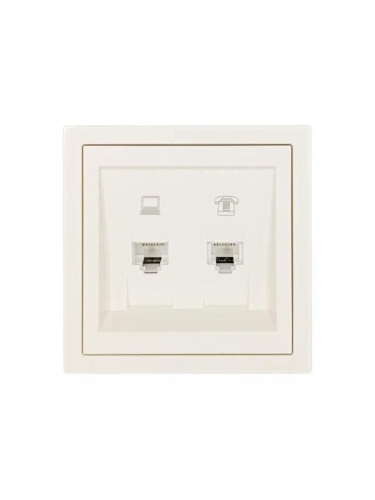 Розетка компьютер+телефон СП ZIMA IP20 слон. кость LEZARD 704-9088-143