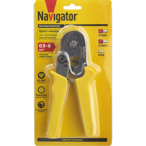 Пресс-клещи 80 366 NHT-Pkv01-D-6 для втулочных 6кв.мм Navigator 80366