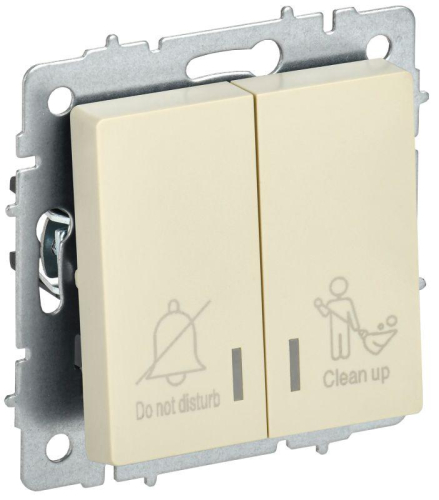 Выключатель 2-кл. BRITE 10А ВС10-2-9-БрКр для отелей с индик. механизм беж. IEK BR-V20-2-10-K10