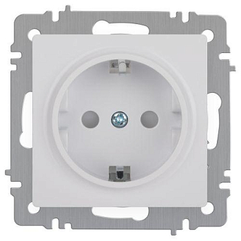 Розетка 1-м СП Accent 6-206-01 16А IP20 250В 2P+E Schuko защ. шторки AL/CU бел. Intro Б0063506