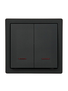 Выключатель 2-кл. ОП LETO с индикацией черн. бархат LEZARD 752-4200-112