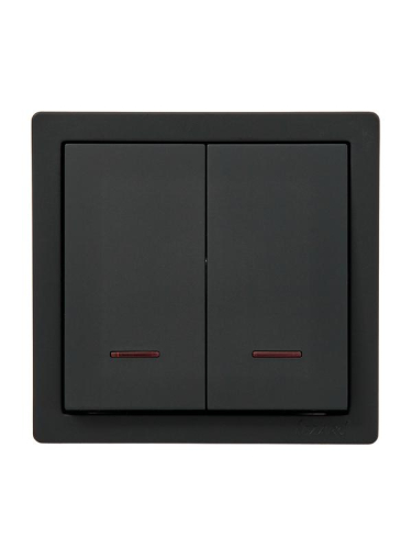 Выключатель 2-кл. ОП LETO с индикацией черн. бархат LEZARD 752-4200-112