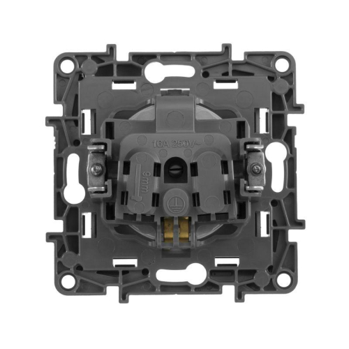 Розетка 1-м СП Etika 16А IP20 250В 2P+E с заземл. немецк. стандарт винт. клеммы механизм алюм. Leg 672421