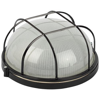 Светильник НБП 03-100-002 1х100Вт E27 IP54 акватермо алюм./стекло D240 круг черн. с решеткой Эра Б0063876