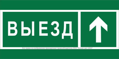 Знак безопасности BL-3517.N06 "Направление к воротам выезда прямо" Белый свет a20076