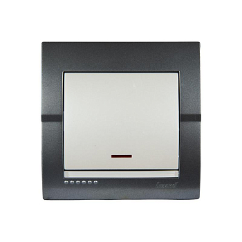 Выключатель 1-кл. СП Deriy 10А с подсветкой темн. сер./жемчуж. LEZARD 702-2930-111