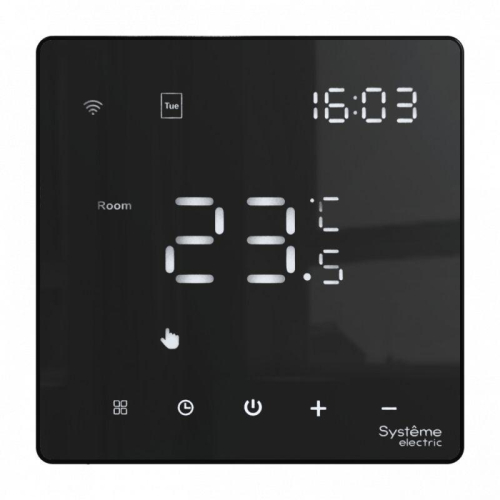 Термостат программируемый ArtGallery 16А с Wi-Fi для электрич. теплого пола моноблочный черн. SE GAL001038