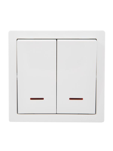 Выключатель 2-кл. ОП LETO с индикацией бел. LEZARD 752-0200-112