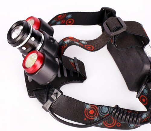 Фонарь налобный аккумуляторный LED5338 3.7В 3LED 5Вт фокус 2 ак. 4 реж. USB бокс черн. Ultraflash 15032