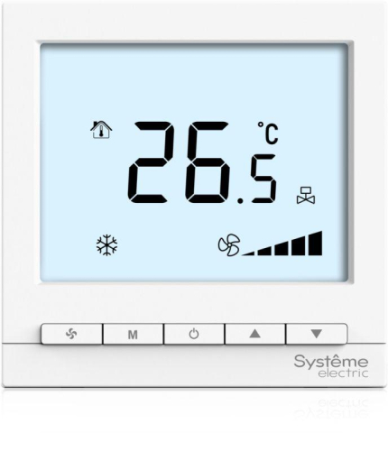 Термостат комнатный цифровой для 4тр 3ск FCU и 2-х поз. клап. 1UI 5DO Modbus ~220В BS бел. SE RTF4IML