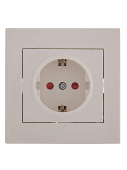 Розетка 1-м СП Rain 16А IP20 защ. шторки керамика бел. LEZARD 703-0202-124