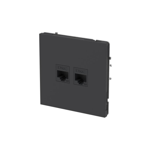 Розетка компьютерная 2-м KANT RJ45 кат.6A без шторки черн. уголь DKC 7012674