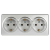Розетка 3-м ОП Эксперт 11-2208-03 16А IP20 250В 3х2P+E Schuko с заземл. алюм. Эра Б0063010