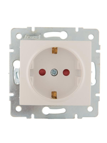 Розетка 1-м СП Karina с заземл. защ. шторки керамика механизм жемчуж./бел. перламутр. LEZARD 707-3088-124
