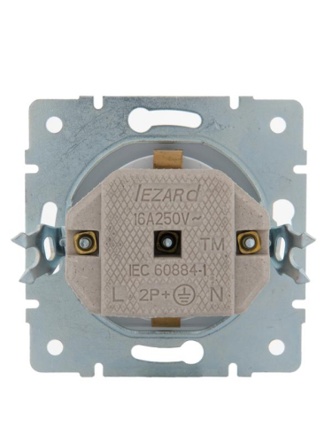 Розетка 1-м СП Karina с заземл. с крышкой керамика механизм жемчуж./бел. перламутр. LEZARD 707-3088-123