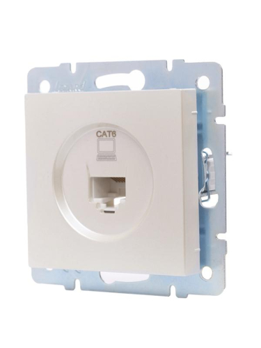 Розетка компьютерная 1-м СП Vesna механизм жемчуж./бел. перламутр LEZARD 742-3088-140