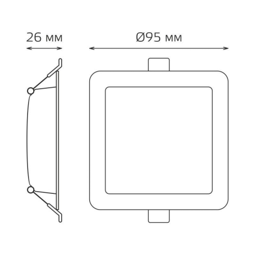Светильник светодиодный Basic Downlight 5Вт 4000К IP20 400лм 170-260В 95х26 квадрат бел. GAUSS 9031420205
