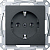 Механизм розетки 1-м СП 1мод. Merten Antique 16А IP20 с заземл. без защ. шторок QF SM антрацит SchE MTN2301-0414