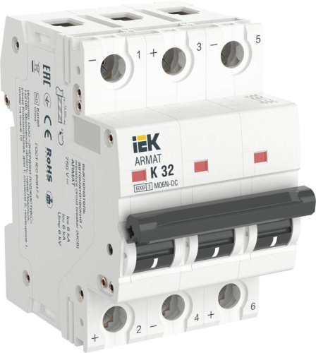 Выключатель автоматический модульный 3п K 32А M06N-DC ARMAT IEK AR-M06N-3-K032DC