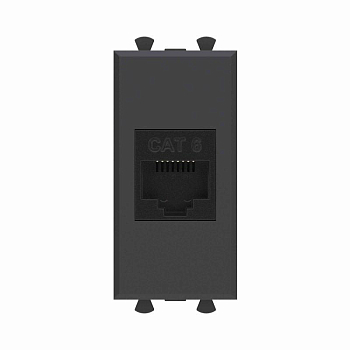 Розетка компьютерная 1мод. Avanti "Черный матовый" RJ45 кат.6 без шторок модульная механизм DKC 4412691