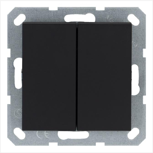 Переключатель перекрестный 2-кл. 10А IP20 механизм черн. матов. soft touch Jasmart G3014PB