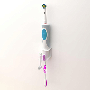 Держатель для хранения электрических зубных щеток и насадок монтаж без сверления бел. Rexant 38-0716